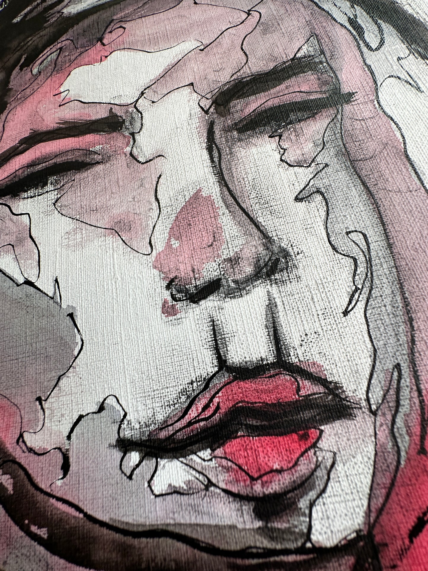 "Natalia" Ink on Canvas 18x24" 2023
